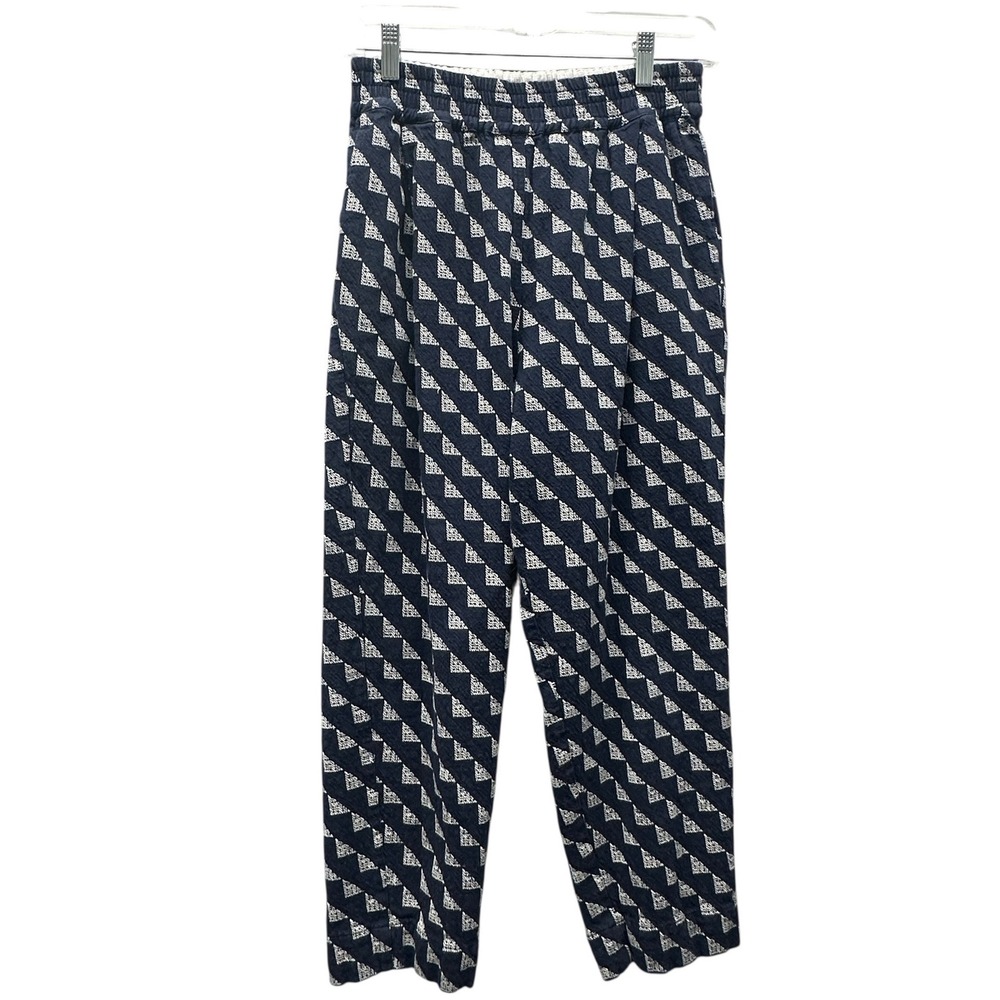 Ace & Jig Organic Cotton Elastic Waist Straight Leg Pants Navy White XS